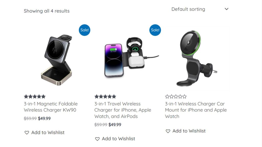 KEEPWIRELESS 3-in-1 Wireless Charger Category Page Screenshot