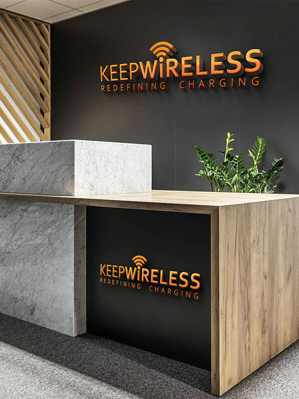 KeepWireless office reception area showcasing modern design and branding